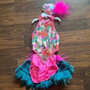 Girls dance costume with head piece.